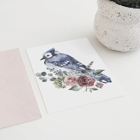 Blue Jay Bird Watercolor Wall Art Print Poster Unframed - Picture 7 of 17